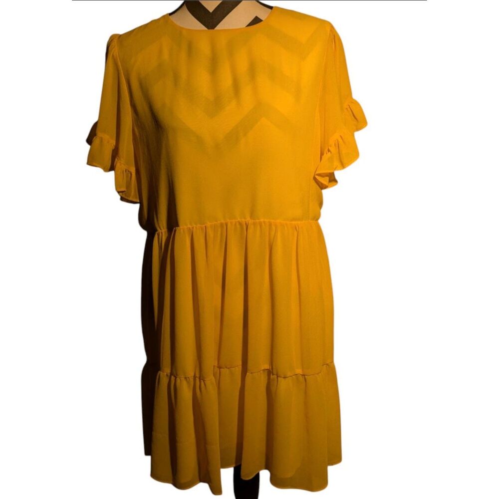 Stylish Mustard Tiered Dress - Sam Edelman - Size 10